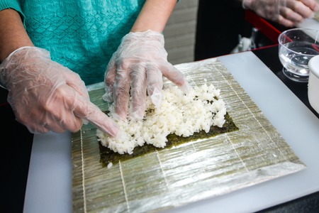 process of making sushiの写真素材