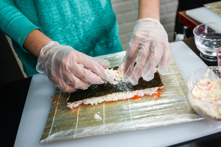 process of making sushiの写真素材