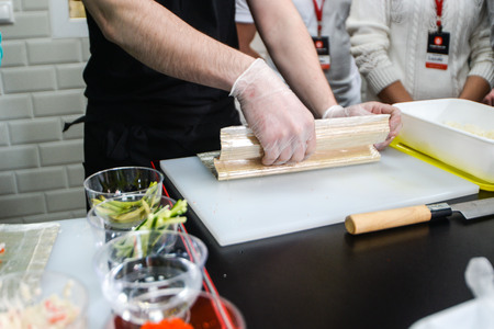 process of making sushiの写真素材