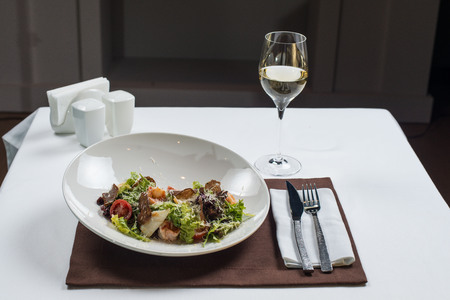 Caesar salad with seafoodの写真素材