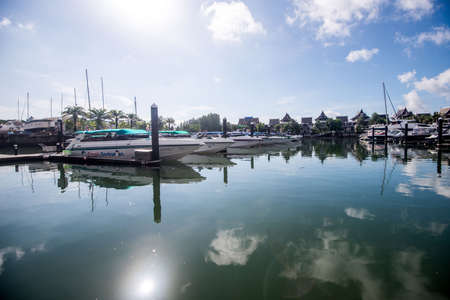 Port berth yacht and speedboat in phuketの写真素材