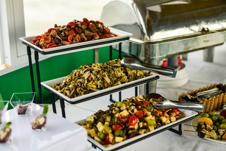 buffet table, Canape, sandwiches, snacks, holiday table, sliced, glasses, celebration, new year,...