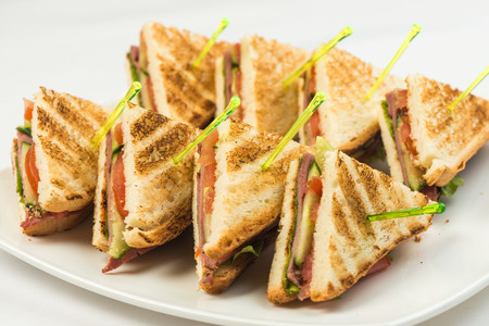 Grilled BLT Bacon, Lettuce and Tomato Sandwiches with Chicken and Avocadoの写真素材