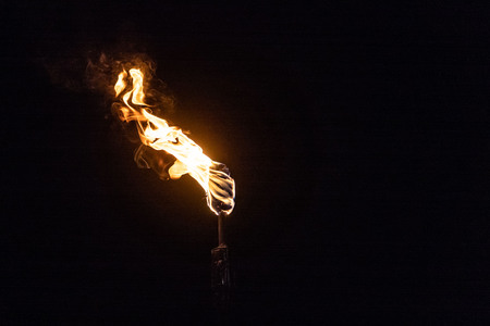 Burning Torch in the Night at black background
