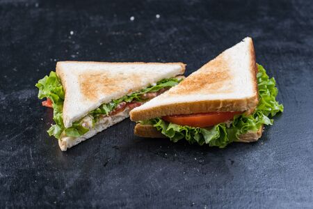 Fresh sandwich with shrimp and egg in Swedish styleの写真素材