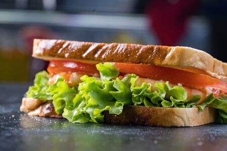 Fresh sandwich with shrimp and egg in Swedish styleの写真素材