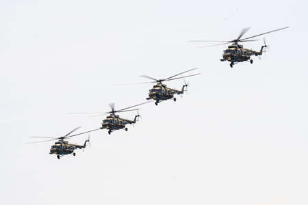 Russia, Khabarovsk - May 9, 2020: Parade in honor of victory. Military air parade in honor of...