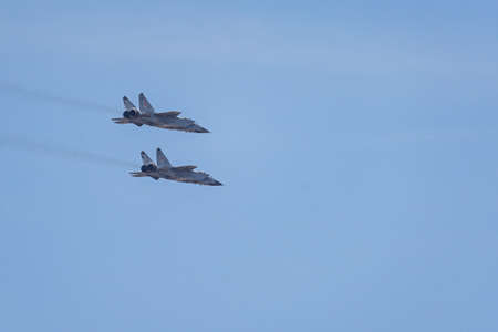 Russia, Khabarovsk - May 9, 2020: MiG-31BM upgraded all-weather fighter interceptor air defense ....