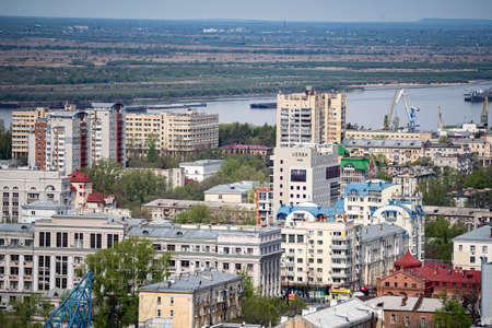 Russia, Khabarovsk - May 9, 2020: Khabarovsk city views, ponds, churches, shopping centers, residential buildingsのeditorial素材