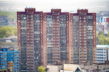 Khabarovsk city views, ponds, churches, shopping centers, residential buildings.のeditorial素材