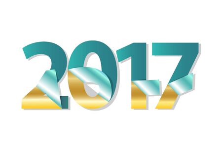 Happy New Year 2017 colorful background. Calendar design typography illustration.
Blues and gold...