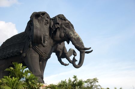 Tree head elephant at Samutprakran, Thailand.の写真素材