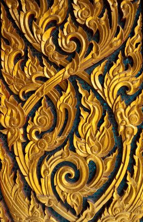 Thai style art church door at Pha Kho Temple, Song Khla, Thailand.の写真素材