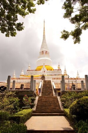 White pagoda at Phakho Temple, Song Khla, Thailand.の写真素材