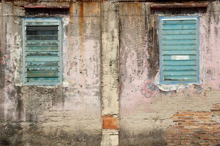 Wall of old house at Song Khla, Thailand.の写真素材