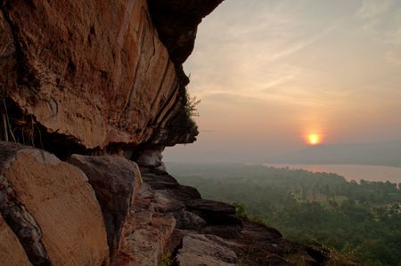 Sunrise at viewpoint, Northeast, Thailand.の写真素材