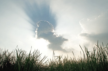 Sunshine behind cloud in the afternoon.の写真素材