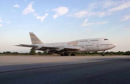 A old airplain in airport at Northern, Thailand.