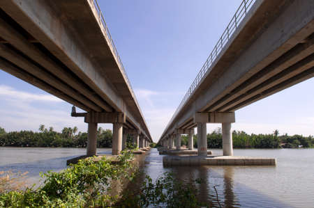 Two railway bridge across the river.
