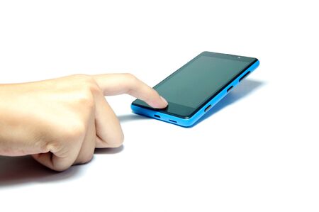 Touch screen on mobile phone on isolate background の写真素材