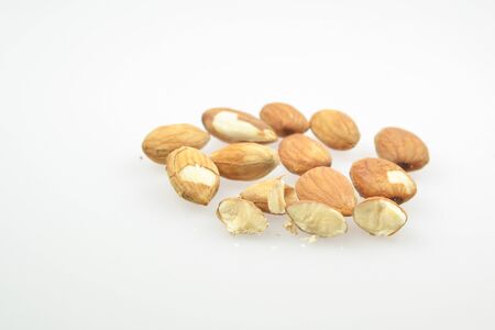 Almonds nut on isolated background.の写真素材