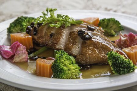 Roasted duck with coffee bean.の写真素材