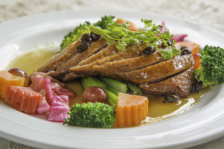 Roasted duck with coffee bean.の写真素材
