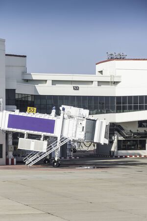 Bridge for connect the airplane at airport.の写真素材