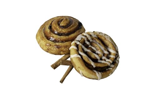 Sweet Cinnamon Roll, Swedish kanelbullar with sugar, on cement background.の写真素材
