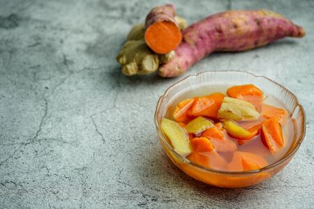 Sweet Potato Orange in Ginger Syrup, Dessert.の写真素材