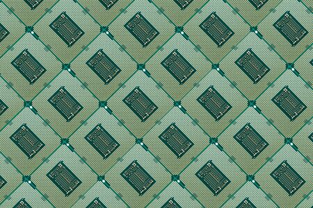 The central processing unit (CPU) below the contact sockets for personal computers tiled.