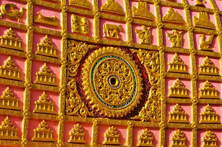 Footprint of lying Buddha Image at Wat Phatatsutonmongkonkiri , Phrae Thailandの写真素材