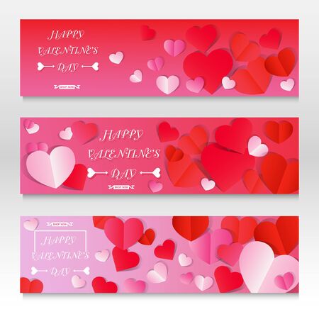 Set of Valentines Day Sale Promotion Banners. Trendy Design Vector.のイラスト素材