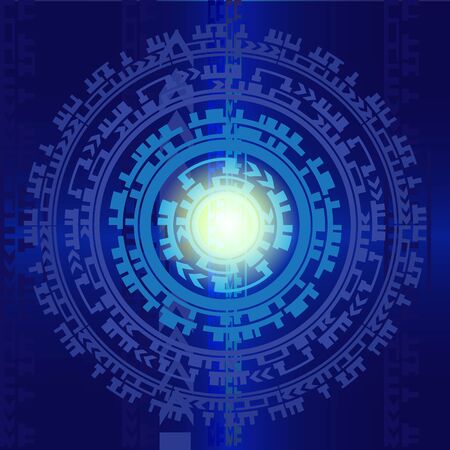 An abstract background of science technology communication concept in a circular vector illustrationのイラスト素材