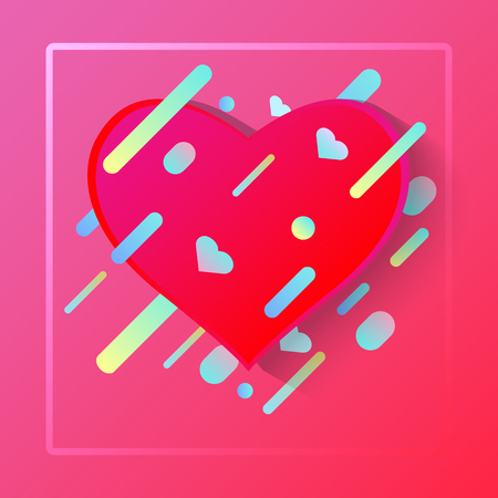 Design Template - Heart for Valentine's Day Background.Vector background with paper card and abstract colorful shapes.のイラスト素材