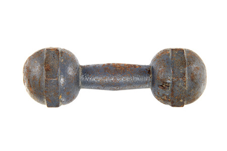 Old Dumbbell weight isolated on whiteの写真素材