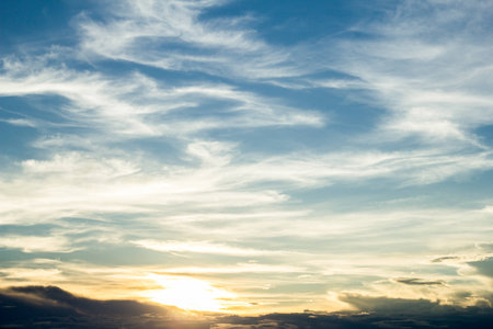 Sunset behind the mountain in Chiang Rai,Thailandの写真素材