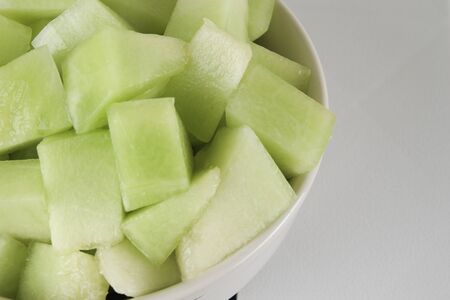 Honey Melon in bowlの写真素材