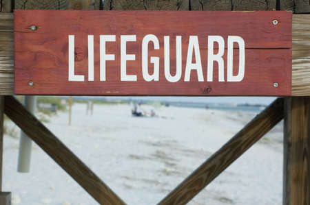 The sign on a lifeguard standの写真素材