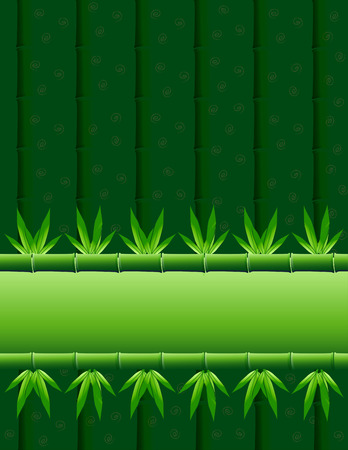 Bamboo stripe with leaves and vertical subtle bamboo sticks and swirly pattern in the background. のイラスト素材