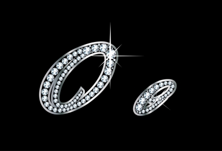 Stunningly beautiful script O and o set in diamonds and silver.のイラスト素材