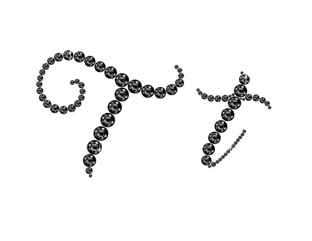 Tt in stunning Onyx Script precious round jewels, isolated on black.のイラスト素材