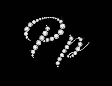 Aa in stunning Diamond Script precious round jewels, isolated on black.のイラスト素材