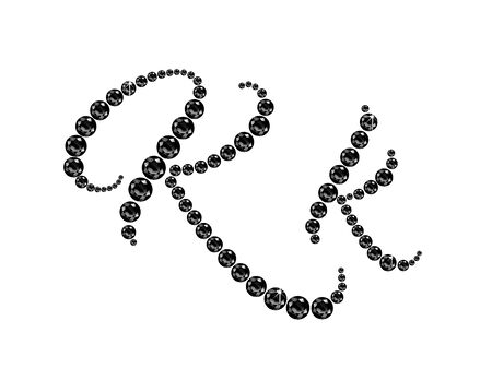 Kk in stunning Onyx Script precious round jewels, isolated on black.のイラスト素材