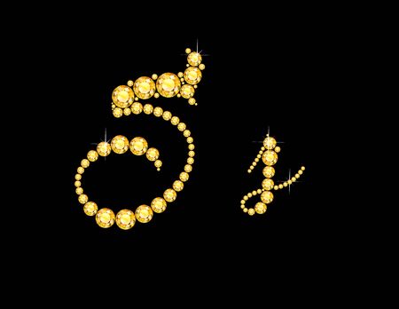 Ss in stunning Citrine Script precious round jewels, isolated on black.のイラスト素材