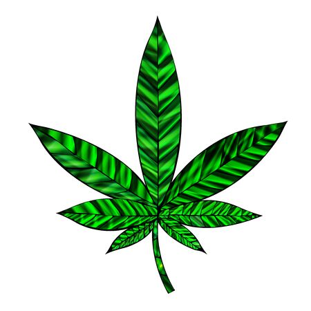 Stunning cannabis leaf in stained-glass style, isolated on white.のイラスト素材