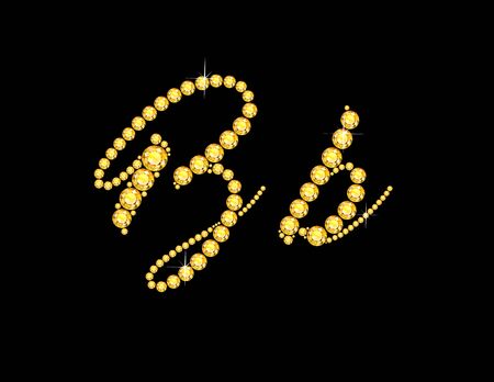 Bb in stunning Citrine Script precious round jewels, isolated on black.のイラスト素材