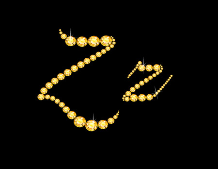 Zz in stunning Citrine Script precious round jewels, isolated on black.のイラスト素材