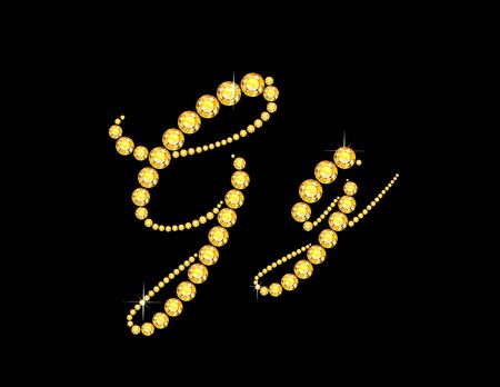 Gg in stunning Citrine Script precious round jewels, isolated on black.のイラスト素材