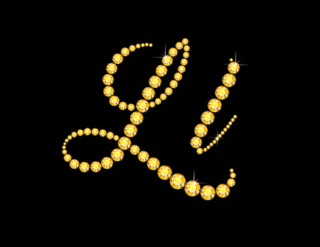 Ll in stunning Citrine Script precious round jewels, isolated on black.のイラスト素材